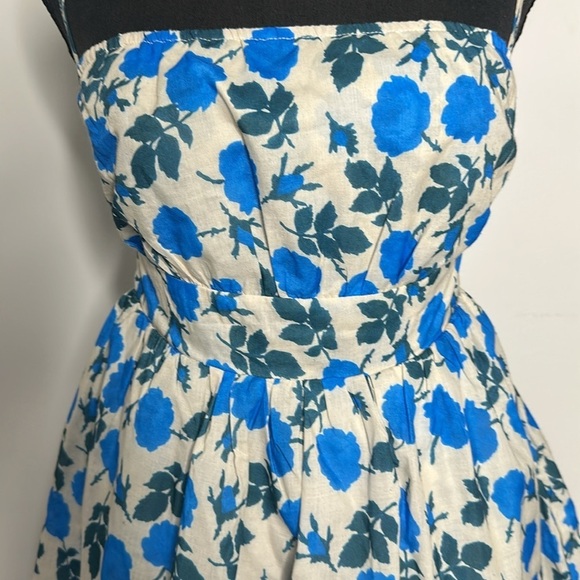 Klesis Empire Waist Floral Blue and White Strappy Mini Dress - Picture 9 of 11